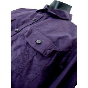 Men's Marc Anthony Long Sleeve, Solid Purple Button Front Shirt, Large, Slim Fit